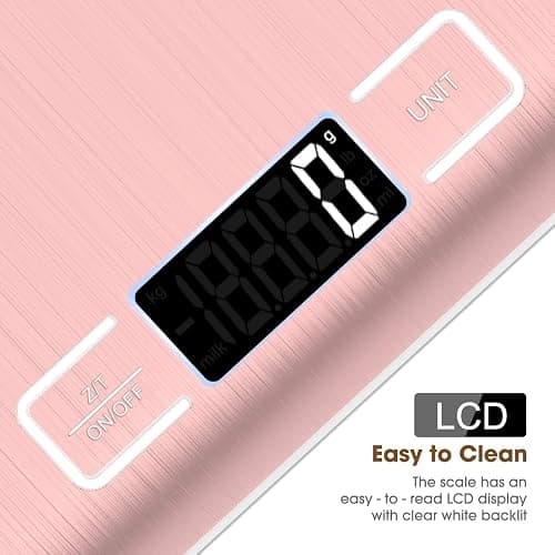 Mik-Nana Food Scale Pink, 10kg/22lb Digital Kitchen Scale Weight Grams and Oz for Baking and Cooking, 1g/0.1oz Precise Graduation, Easy Clean Stainless Steel thumbnail 7
