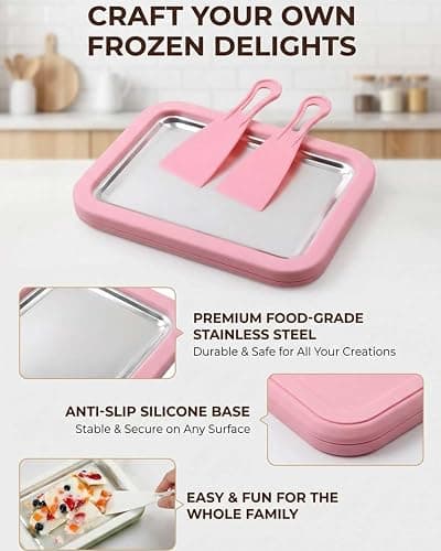 Rolled Ice Cream Maker, DIY Ice Cream Roll Tray | DIY Kit, Ice Cream Rolls, Homemade Desserts, Roll Tray Included, Fun for All Ages thumbnail 7