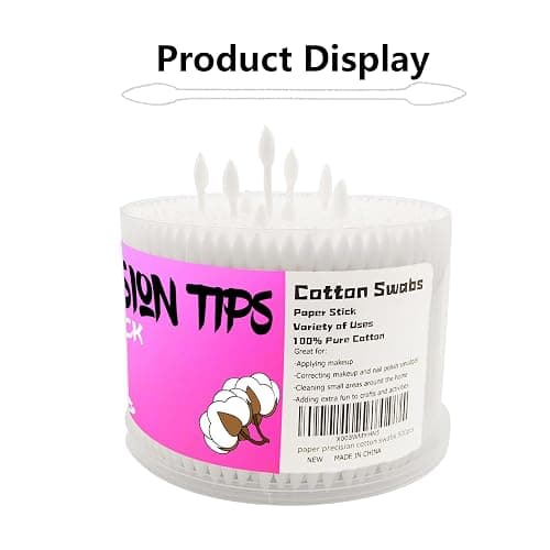 Pointed Tip Cotton Swabs,500 count Cotton Buds,Double Precision Tips with Paper Stick for Personal Care and Makeup thumbnail 3