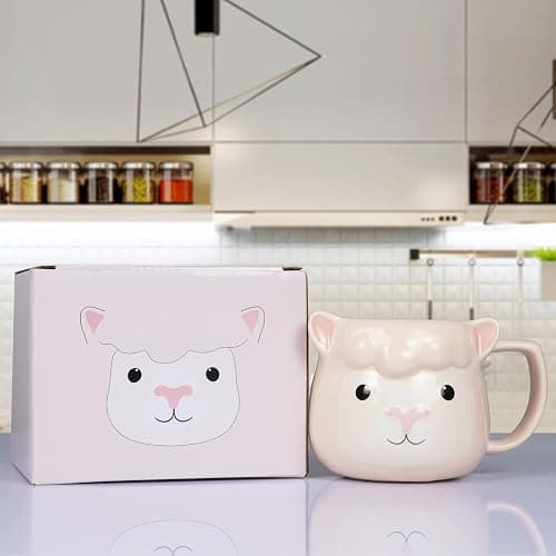 ToCooTo Llama Coffee Mug 14 oz Ceramic Novelty Coffee Mug 3D Porcelain Tea Mug for Women Christmas Housewarming Holiday Birthday Gifts for Women Mom Kids Teacher and Best Friend Pink thumbnail 2