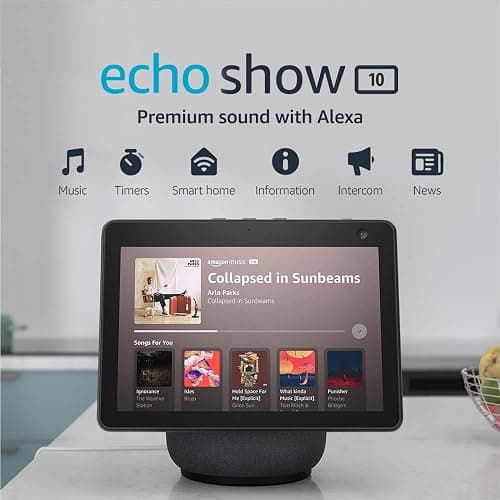 Amazon Echo Show 10 (newest model), HD smart display with premium sound, motion and Alexa, Charcoal - Charcoal - Device Only thumbnail 6