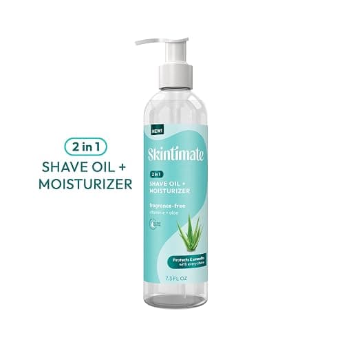 Skintimate 2-in-1 Shave Oil & Moisturizer, Fragrance Free, 7.3oz | Shaving Oil, After Shave for Women Bikini Area Moisturizer with Vitamin E and Aloe, Shaving Cream Alternative, 7.3 fl oz thumbnail 3