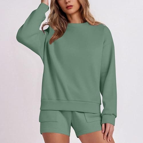 GOHRSHA Two Piece Sets for Women Baggy Shorts Oversized Pullover Crew Neck Sweatshirts Lounge Sweatsuits 2 Piece Outfit thumbnail 4