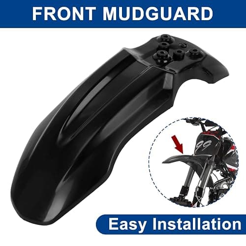 Motorcycle Front Wheel Mudguard, PSLER Dirt Bike Plastics Mud Guard, Crf50 Body Mudguard Kit for CRF50 Style 125CC Pit PRO Trail Dirt Bike, Black thumbnail 6