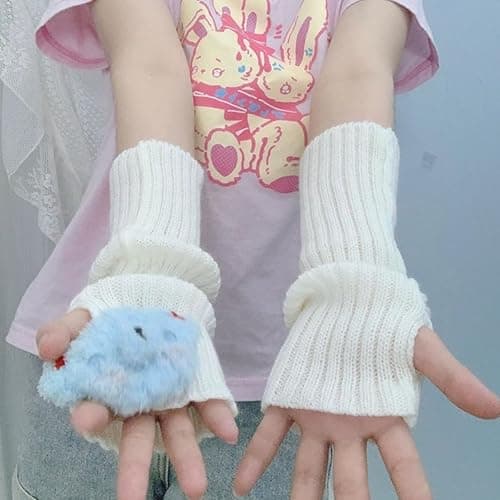 VTTDB Arm covers cute women kawaii japanese harajuku Y2k Arm Warmer for Girls Goth Gloves Fingerless Knitted Arm Sleeve thumbnail 6