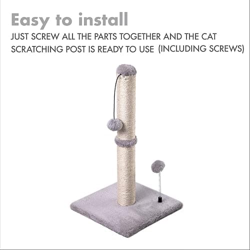 MECOOL Cat Scratching Post Premium Basics Kitten Scratcher Sisal Scratch Posts with Hanging Ball 22" for Kittens or Smaller Cats (22 inches for Kitten, Gray) thumbnail 6