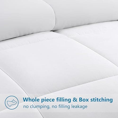 EASELAND Twin XL Down Alternative Comforter - Quilted Duvet Insert for All Seasons, Soft Lightweight with Corner Tabs, Summer Winter Warm Bedding, White 68×92 Inches thumbnail 4