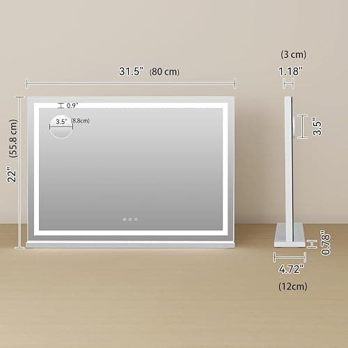 YOURLITE Vanity Mirror with Lights,32’’ x 22’’ Hollywood Mirror with LED Lights, 3 Colors Modes & Adjustable Brightness, Makeup Mirrors Vanity Mirror 10x Spot Mirror, USB Charging Port thumbnail 2