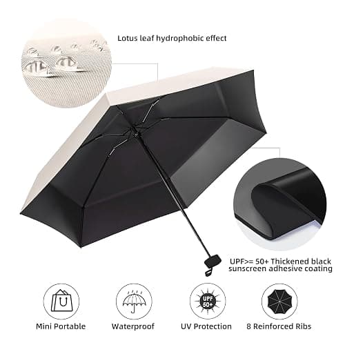 Trenovo Travel Mini Compact Folding Umbrella with Case - UV Sun & Rain Protection, Lightweight Portable Pocket Umbrella for Women Men Kids, Fits Purse Backpack thumbnail 4