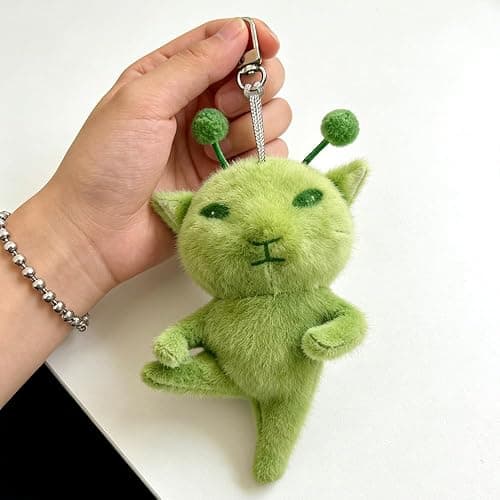 Dhdfisd Cute Alien Cat Plush Keychain Soft Kawaii Mini Meme Backpack Charm Lovely Cartoon Bag Handbag Charm thumbnail 2