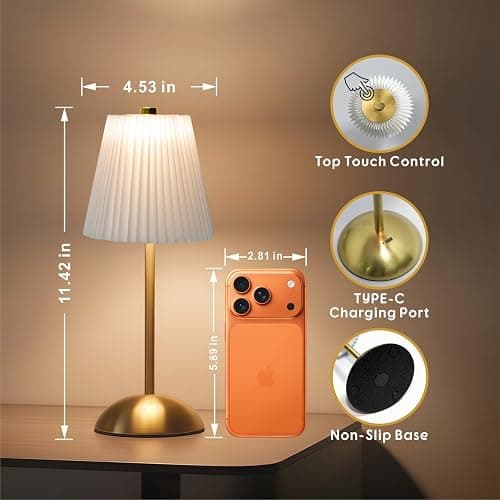 PetiitLyt 2-Pack Cordless Rechargeable Table Lamps, LED Small Battery Operated Lamp, 3 Color Temperatures & Stepless Dimming, Mini Touch Lamps for Nightstand, Dining Table, Decor, Bar, Cafe (White) thumbnail 3