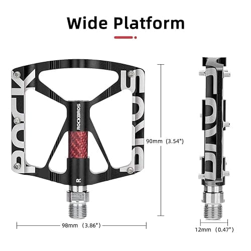 ROCKBROS Mountain Bike Pedals MTB Pedals CNC Non-Slip Lightweight Aluminum Alloy Bicycle Pedals Sealed Bearings Bicycle Platform Pedals 9/16" BMX Road Bike Pedal thumbnail 2