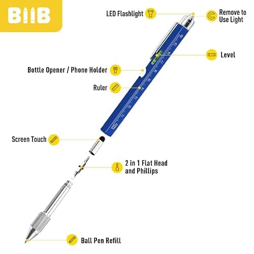 BIIB Easter Gifts for Men 9 in 1 Multitool Pen, Mens Easter Basket Stuffers, Mens Gifts for Dad Him Husband Boyfriend, Dad Gifts from Daughter, Gifts for Men Who Have Everything, Cool Tools thumbnail 6