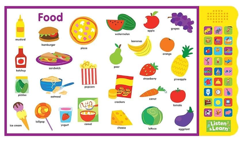 Let’s Learn First Words – Interactive 27-Button Sound Book for Babies & Toddlers | Early Learning Board Book with Adorable Art & Real-World Word Sounds thumbnail 4