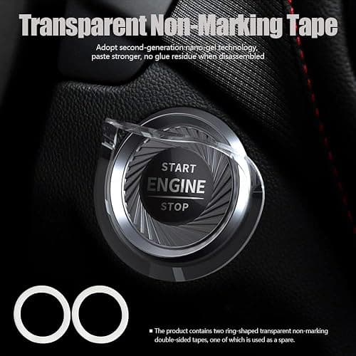 Tybasthe Rotary Push Start Button Cover, Cross Car Accessories Engine Start Stop Button Cover, Car Stickers Interior Decor, Motorcycle Ignition Key Switch Cover, Black thumbnail 6