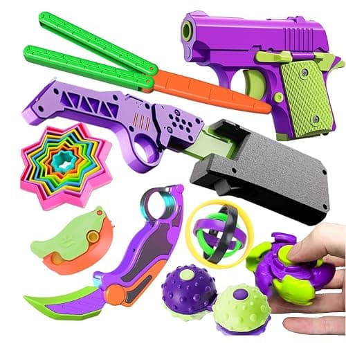 Fidget Toy Gun, 1911 Stress Shot Toy Gun Set for Adults & Kids, 3D Printed Peace Pistol Fidget Toy Anxiety Relief Items Pack, 9 PCS - Image 1