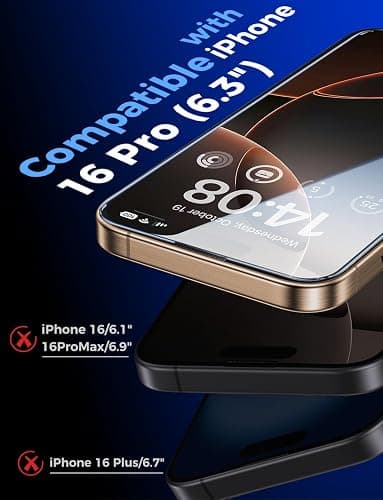 MAGIC JOHN 2 Pack for iPhone 16 Pro [6.3 inch] Tempered Glass Screen Protector, HD Clear, Bubble Free, Easy Installation, Auto Dust-Elimination, 16Pro 6.3'' thumbnail 2