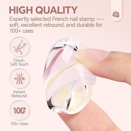 Una Gella French Tip Tool Stamp, Two Sizes French Nails Manicure Stamper Kit For Almond/Square/Coffin Fingers & Toes Easy Diy Nail Art At Home thumbnail 6