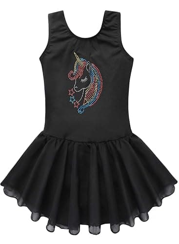 Gymnastics Skirted Leotards Ballet Tutu Dance Dress Mermaid Unicorn Gymnastic Skirt (Baby/Toddler/Big Girls) - 4-5 Years - Unicorn Black - Image 1