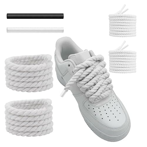 UamGlsob Thick Rope Shoe Laces for Air Force 1, 10mm/15mm Wide Round Cotton Chunky Shoelaces Replacement Strings for Sneakers - Image 1