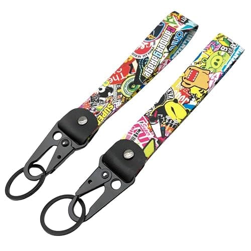 IUUBXKEH 1pc JDM Style Colorful Graffiti DOMO Keytag Keychain - ID & Work Badge Keyring for Car SUV Truck Motorcycle and GYM - Image 1