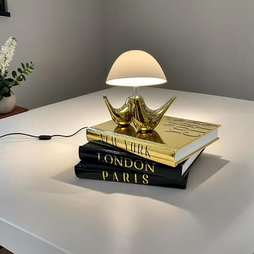 Decorative Books for Home Decor with Small Birds Statues Gold Home Decoration, Modern Style Coffee Table Book Decor, Stacked Books for Bedroom, Living Room, Office Desktop, Cabinets Shelf Decor - Gold thumbnail 7
