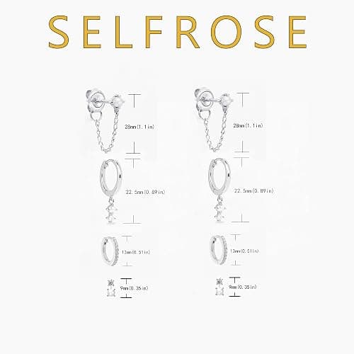SELFROSE Gold Earrings for Women Trendy,Dainty Dangle Earrings 14K Gold Plated Huggie Hoop Earrings Hypoallergenic Cartilage Earring Set Cute Drop Dangle Earrings Simple Cross Heart Earrings Jewelry - pearl-sl thumbnail 3
