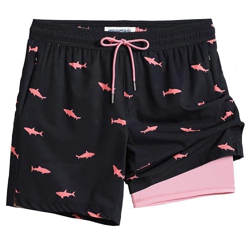 maamgic 2 in 1 Mens Swim Trunks 7 Inch Swim Shorts Swim Suits Board Shorts - Image 1