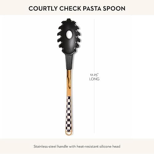 MACKENZIE-CHILDS Kitchen Pasta Spoon, Silicone Spaghetti Spoon, Black-and-White Courtly Check thumbnail 2