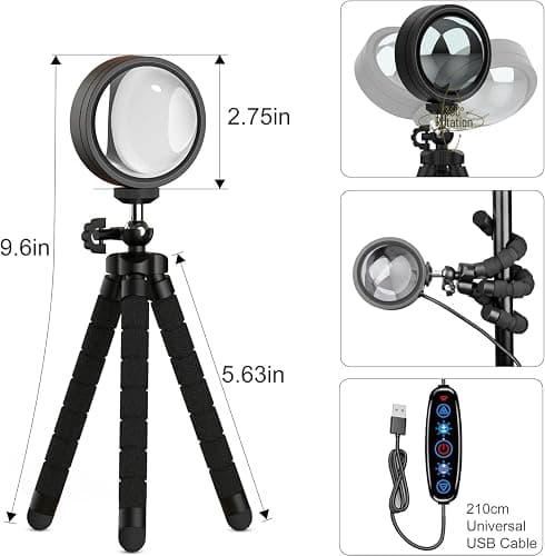 Kangtaixin Sunset Lamp - RGB Sonnenuntergang Lampe - App-Steuerung USB-Anschluss LED Projektor 360 ° Drehbares Romantisches Vision-Stimmungslicht für Fotografie, Selfie, Dopamine, Wohnzimmer Deko thumbnail 9