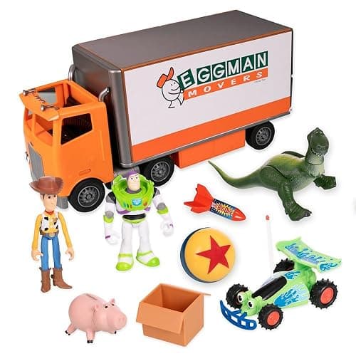 Disney Store Official Toy Story Moving Truck Vehicle Play Set - Eggman Movers Truck with Trailer, Andy's Room, Woody, Buzz Lightyear, Rex, RC, & Hamm Plus Accessories - Image 1
