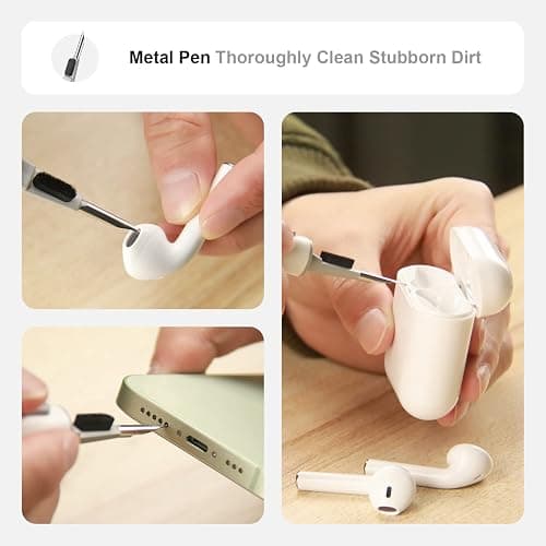 Hyashee Cleaner Kit for Airpods Pro 1 2 3 Multi-Function Cleaning Pen with Soft Brush Flocking Sponge for Bluetooth Earphones Case Cleaning Tools White thumbnail 2