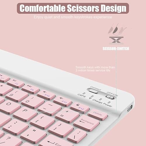 NOOX Bluetooth Keyboard for iPad A16 11th 10th Generation, iPad Pro 13/12/11/10/9/8/7 inch, iPad Air 13/11th Gen, iPad mini Tablets, etc. - Slim Wireless Portable Travel Office Computer Accessories thumbnail 3