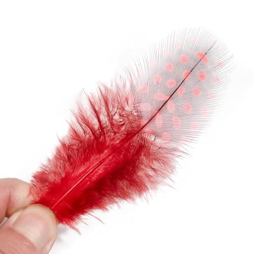 50pcs 3-6 Inches Red Colorful Spotted Feathers for Craft Jewelry and Clothing Decoration and Dream Catcher thumbnail 3