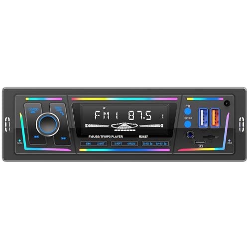 Autoradio Bluetooth RDS avec Port de Charge Type-C, Multi-éclairage Mode Lecteur,FM/AM 1DIN Autoradio 2 USB/MP3/AUX/carte SD/Réglages Audio DSP/EQ - Image 1