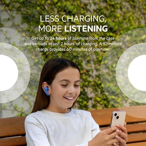 Belkin Soundform Nano - Bluetooth Earbuds for Kids with Built-in Microphone, 24H Battery Life, 85dB Safe Volume Limit - Kids Bluetooth Earbuds for iPhone, iPad, Galaxy & More - Blue thumbnail 7