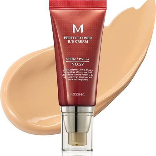MISSHA M Perfect Cover BB Cream No.27 Honey Beige - Medium with Neutral/Warm Undertone SPF 42 PA +++ 1.69 Fl Oz - Tinted Moisturizer for face with SPF valentines day gifts for her - Image 1