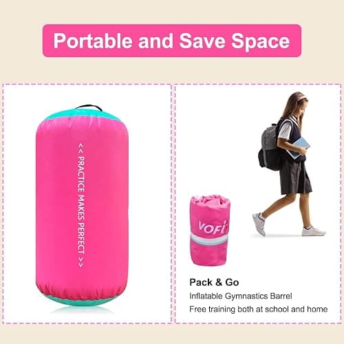VOFiTNY Gymnastics Tumbling Equipment Air Barrel Inflatable Octagon Tumbler Roller Back-bend Trainer Chearleeding Mat Without Pump thumbnail 8