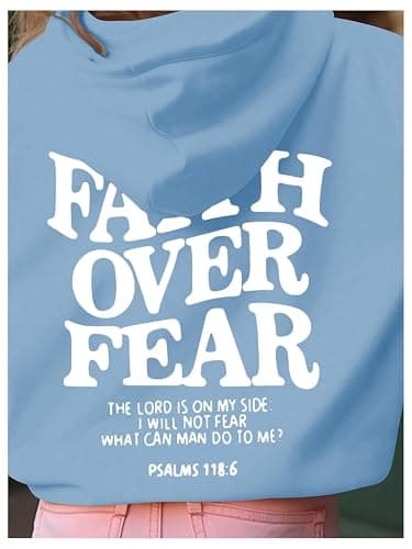 RoseSeek Girl's Letter Graphic Hoodies Long Sleeve Faith Over Fear Hoodies Sweatshirts Pullovers Trendy thumbnail 5