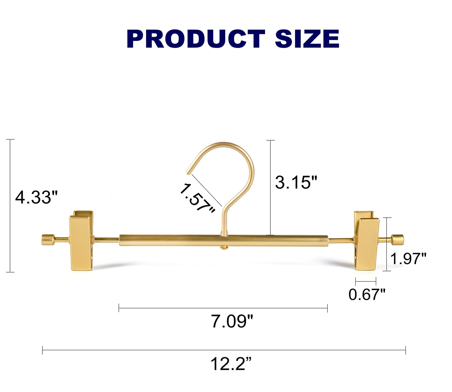 Amber Home Premium Matte Gold Aluminum Pants Hangers 10 Pack, 12.2” Extra Smooth & Durable Metal Skirt Slack Hanger, Light & Sturdy Metal Rack for Trouser with 2-Adjustable Non Slip Clips Swivel Hook thumbnail 2