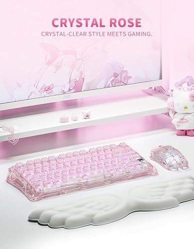 GravaStar Mercury K1 Lite 75% Wireless Mechanical Gaming Keyboard RGB | Gasket Mount, Hot Swappable Linear Switches, Creamy Sound Keyboard, 2.4GHz/USB-C/Bluetooth 5.0, for Win/Mac【Crystal Rose】 thumbnail 2
