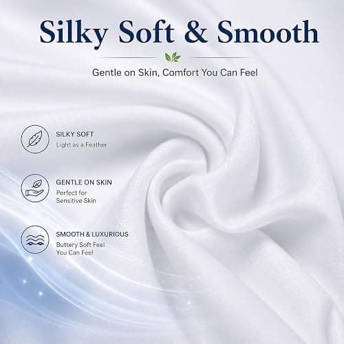 evoLive 100% Rayon Derived from Bamboo Cooling Breathable Body Pillow Cover/Pillowcases 21x54 inches with Hidden Zipper Closure (White, 21“X54“ Body Pillow Cover) thumbnail 5