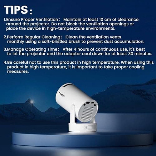 [Apps integrate & 2025 Upgraded] Mini Proiettore con WiFi 6 Bluetooth 5.4 Support 4K 1080P Auto Keystone Rotabile 180° Proiettore Portatile Compatibile con HDMI/TV Stick/Memory Stick/Laptop, Bianco thumbnail 8