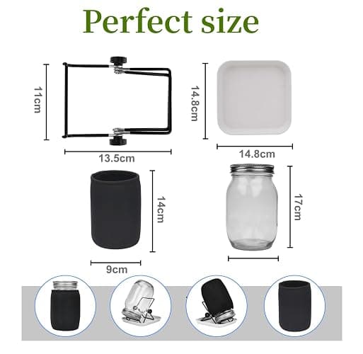 Lulonpon Sprouting Kit, 2 Sprouting Jar Kits, Wide Mouth Quart Mason Jars with Stainless Steel Screen Sprout Lids,1000ml, Stand and Canning Brush,Seed Sprouter Set for Growing Broccoli, Alfalfa thumbnail 3