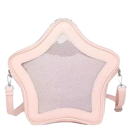 Vobomo Star Shape Ita Bag Pins Display Crossbody Bag PU Leather Backpack Y2k Aesthetic Cute Handbag (Pink) - Image 1