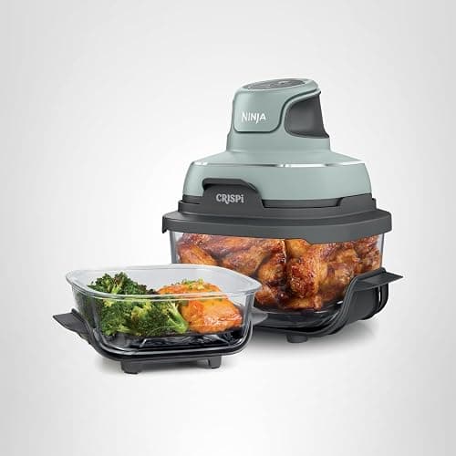 Ninja Crispi Air Fryer, Microwave, Freezer & Dishwasher Safe, Non Toxic Glass Portable Cooking System, 4 QT & 6 Cup Glass Containers with Storage Lids, Easy Meals, Air Fry, Bake, Green, FN101SG thumbnail 18