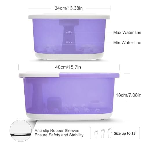 Foot Spa Bath Massager with Heat Bubbles and Vibration Massage and Jets, 16 OZ Calming Lavender Foot Soak Epsom Salt, MoodRelish Foot Soaker With Red Light, 22 Massage Rollers, Adjustable Temp -Purple thumbnail 7