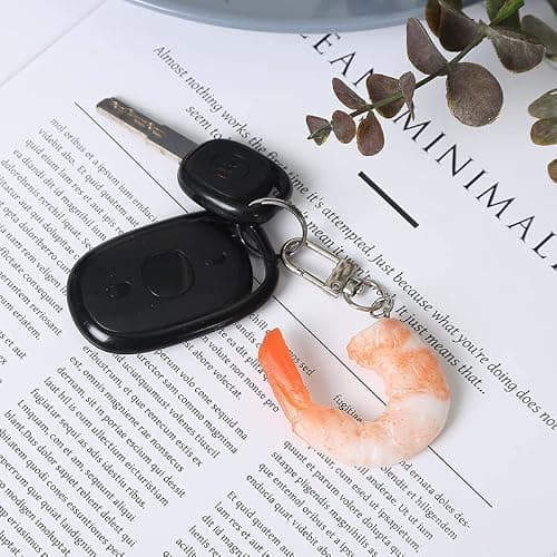 HSYHERE Men Women Creative Interesting Novelty Stylish Mini Simulated Food Orange Shrimp Keychain Key-ring Pendant thumbnail 4