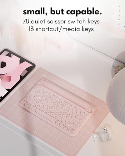 Macally Bluetooth Keyboard for iPad | Wireless Keyboard for Tablet, iPhone (Multi-Device, Built-in Stand, Rechargeable) Easy to Use and Cute Portable thumbnail 5