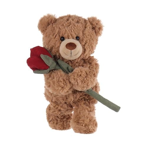 Apricot Lamb Toys Plush Brown Flower Teddy Bear with Rose Stuffed Animal Soft Cuddly for Kids Girlfriend Mother's Day Valentine's Day (8 Inches) thumbnail 5